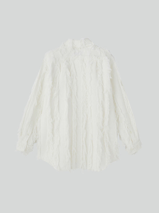 [recto] FRINGE EFFECT OVERSIZED SHIRT (OFF WHITE)