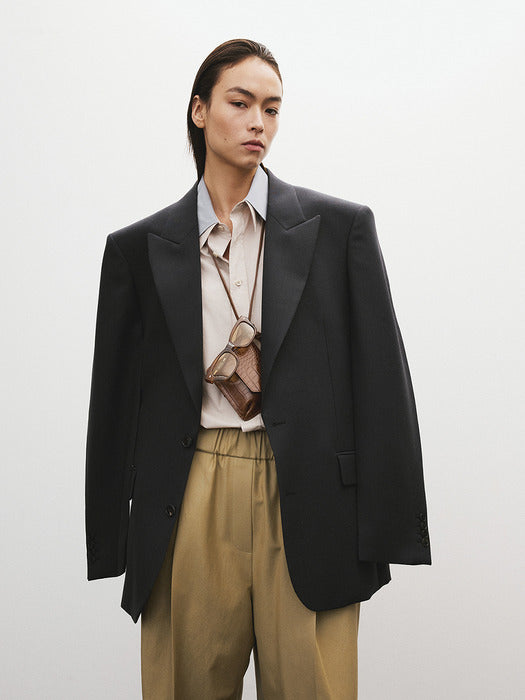 [recto] STRUCTURE WOOL TAILORED JACKET (BLACK)