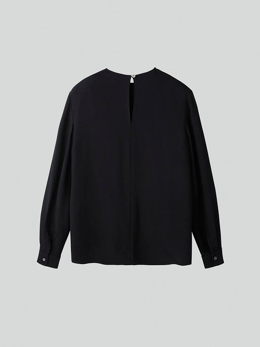 [recto] CURVED SHOULDER LINE BLOUSE (BLACK)