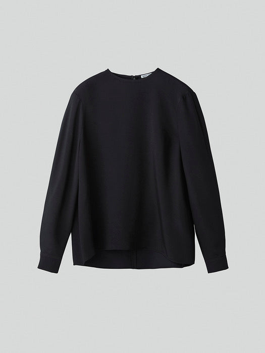 [recto] CURVED SHOULDER LINE BLOUSE (BLACK)