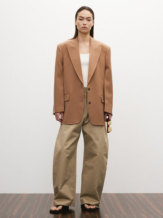 [recto] STRUCTURE WOOL TAILORED JACKET (ROSE BEIGE)