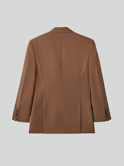 [recto] STRUCTURE WOOL TAILORED JACKET (ROSE BEIGE)