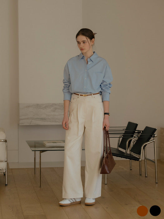 [TILLIDIE] Elegant curve leather belt_[2color]