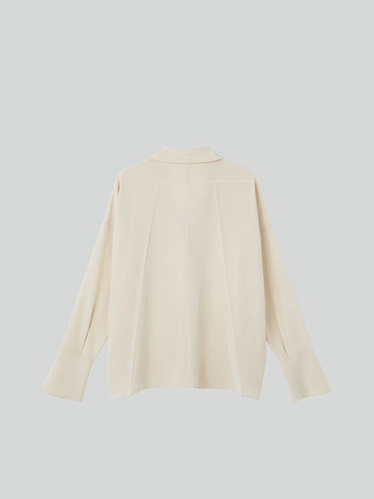 [recto] SCARF DETAIL BLOUSE (LIGHT BEIGE)