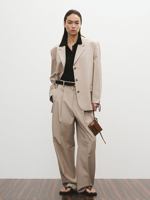 Recto Wool Blend Tailored Daddy Jacket (Sepia Beige)