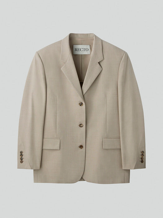 Recto Wool Blend Tailored Daddy Jacket (Sepia Beige)