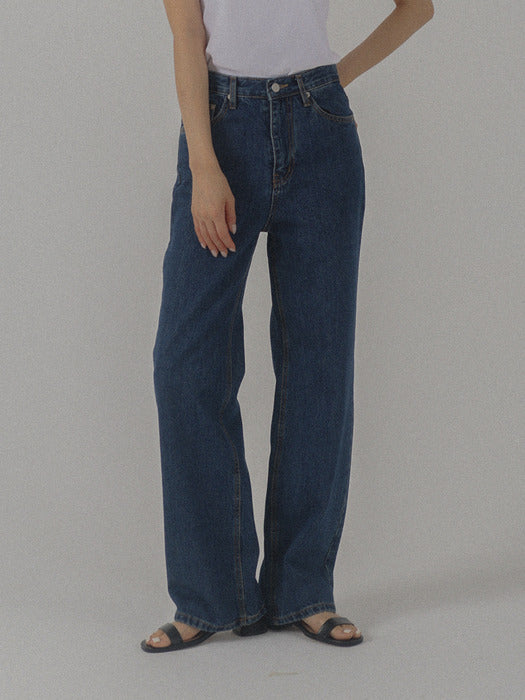 [TILLIDIE] Classic straight fit denim pants_Blue