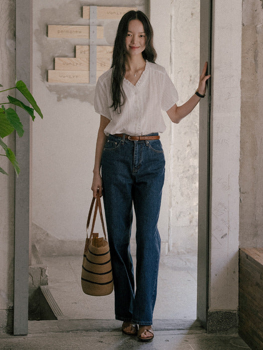 [TILLIDIE] Classic straight fit denim pants_Blue