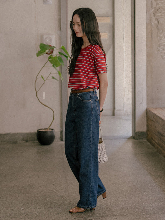 [TILLIDIE] Classic straight fit denim pants_Blue