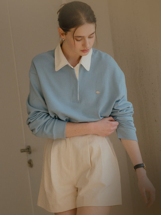 [TILLIDIE] Cotton solid polo t-shirt_Sky blue