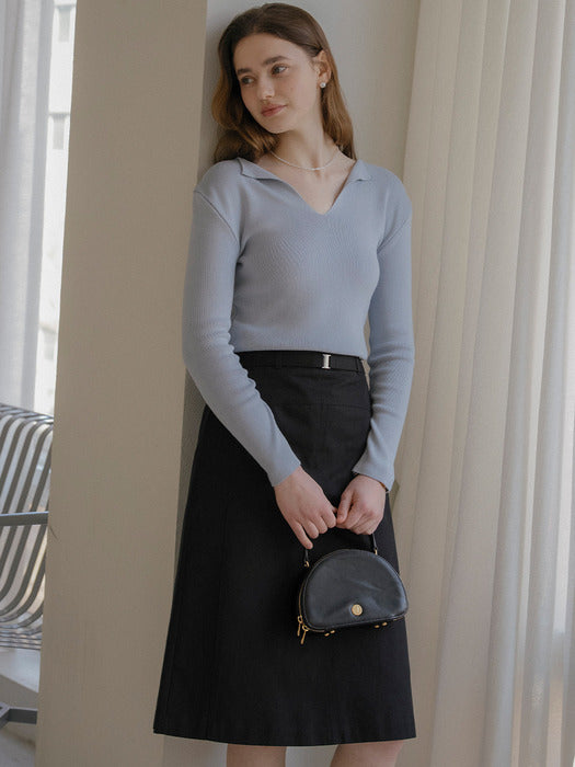 [TILLIDIE] Lora v-neck cotton modal knit_Sky blue