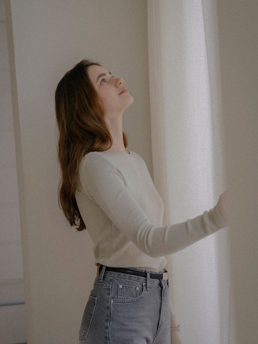 [TILLIDIE] Minimal line slim knit_Mint