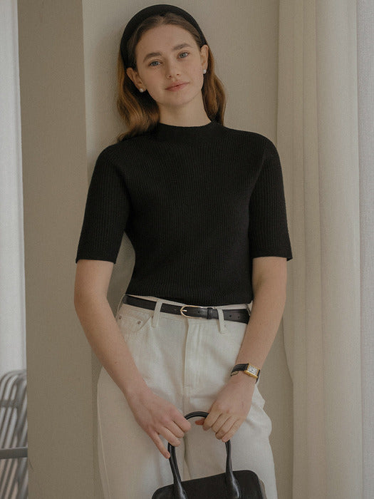 [TILLIDIE] Rip cash blended v-neck knit_Black