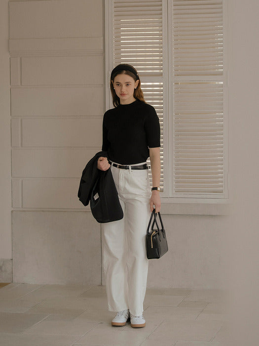 [TILLIDIE] Rip cash blended v-neck knit_Black