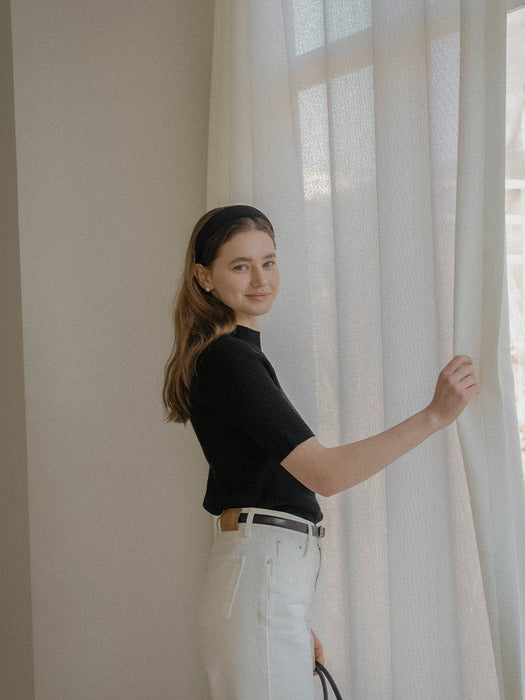 [TILLIDIE] Rip cash blended v-neck knit_Black