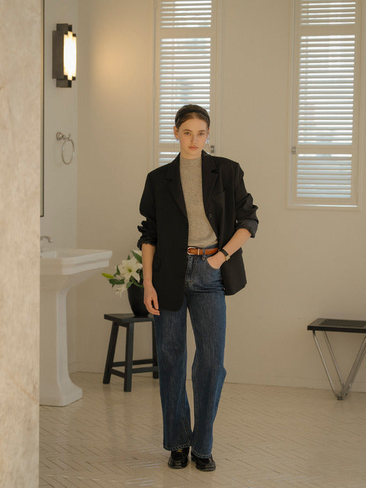 [TILLIDIE] Rip cash blended v-neck knit_Gray