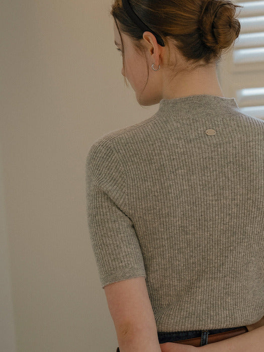 [TILLIDIE] Rip cash blended v-neck knit_Gray