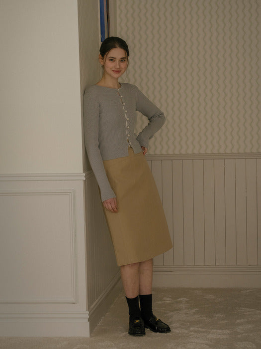 [TILLIDIE] Lily sweet button round cardigan_Charcoal