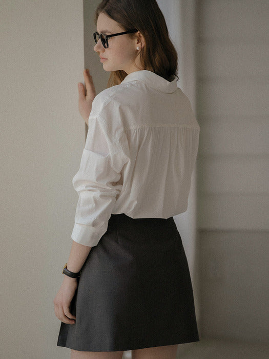 [TILLIDIE] Textured cotton string cotton shirt_Ivory