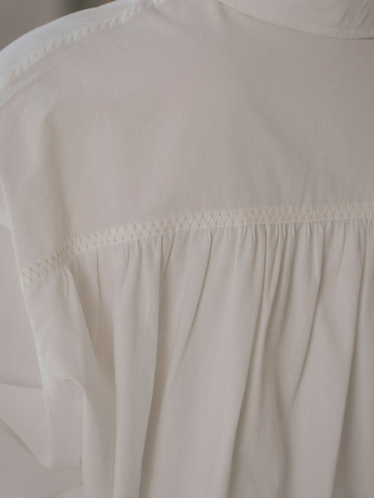 [TILLIDIE] Textured cotton string cotton shirt_Ivory