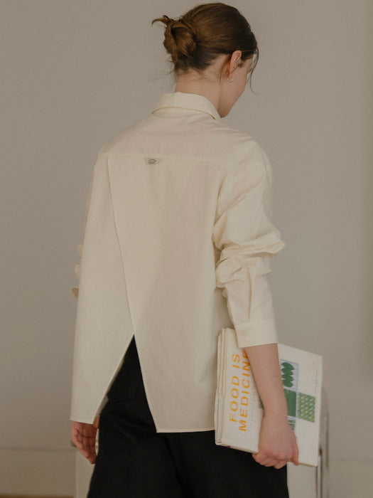 [tillidie] Backslit detail soft cotton shirt_Butter