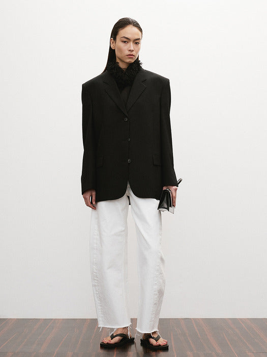 [recto] WOOL BLEND TAILORED DADDY JACKET (BLACK)