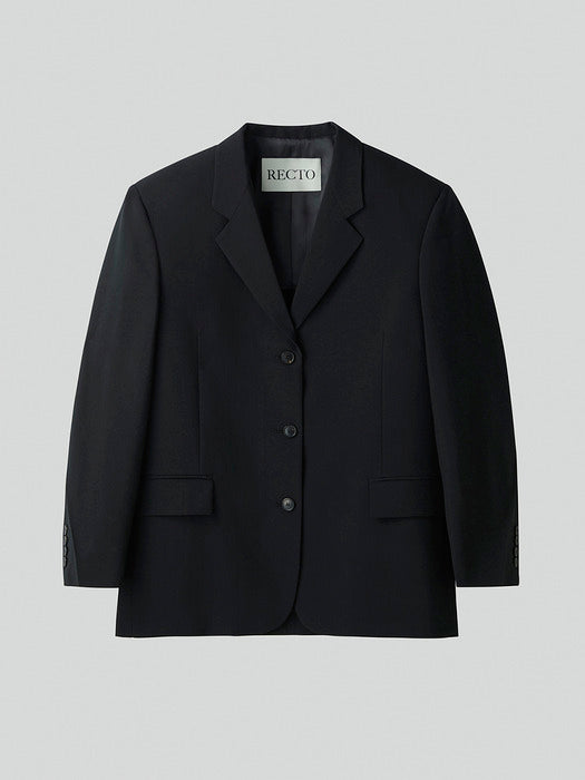 [recto] WOOL BLEND TAILORED DADDY JACKET (BLACK)