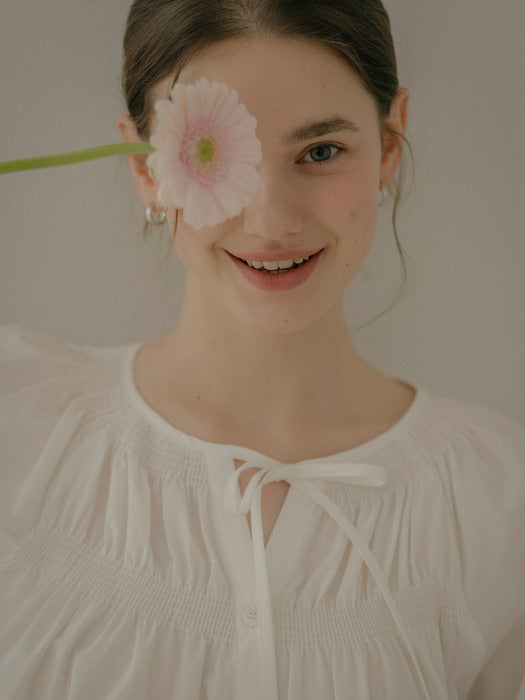 [TILLIDIE] Premium A-line soft cotton blouse_Ivory