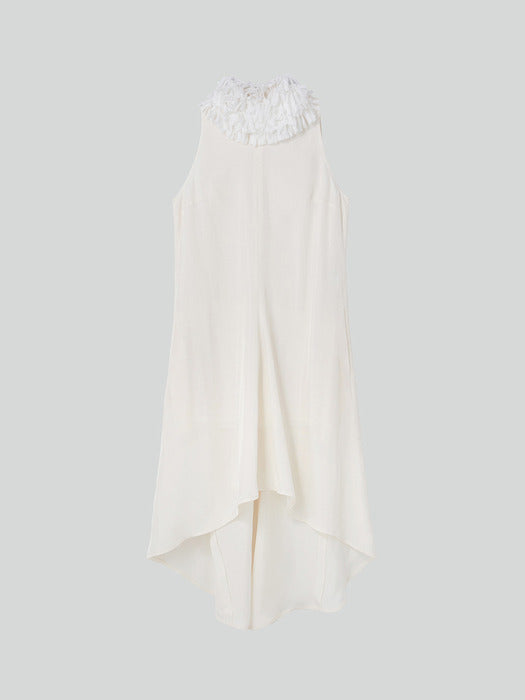 [recto] FRINGE COLLAR HALTER NECK DRESS (IVORY)