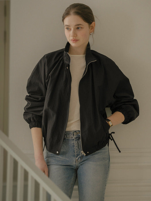 [TILLIDIE] Raglan volume lovely nylon jumper_Black