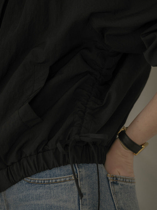 [TILLIDIE] Raglan volume lovely nylon jumper_Black