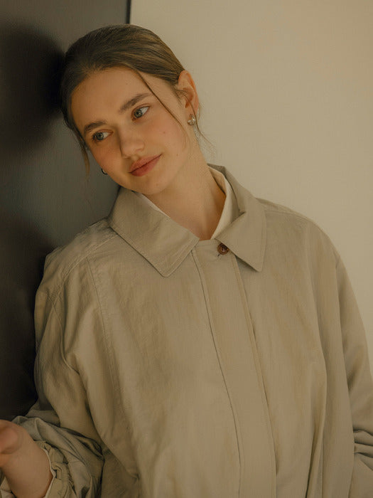 [TILLIDIE] Airy cotton pocket nylon jumper_Khaki