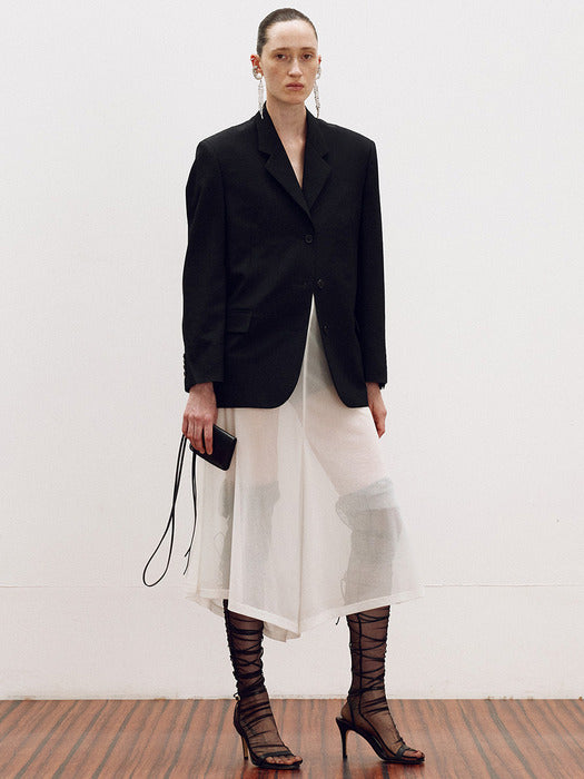[recto] Sheer Jersey Flare Skirt Pants (Off White)