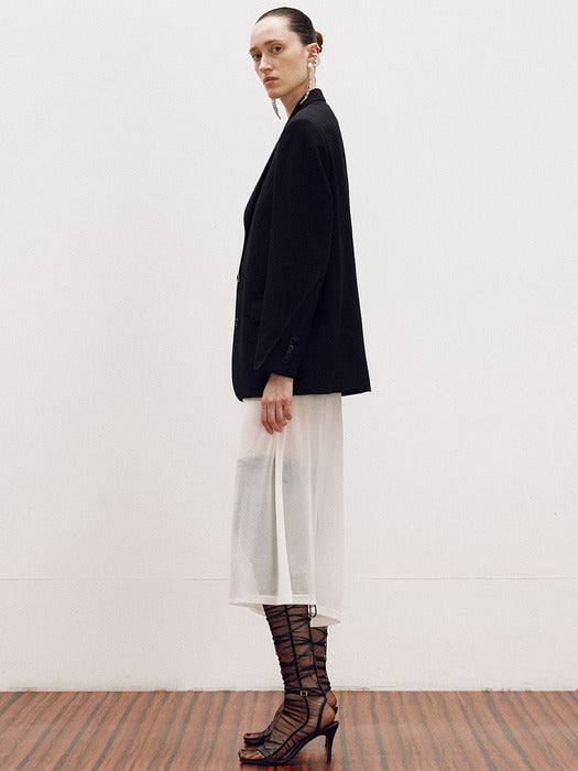 [recto] Sheer Jersey Flare Skirt Pants (Off White)