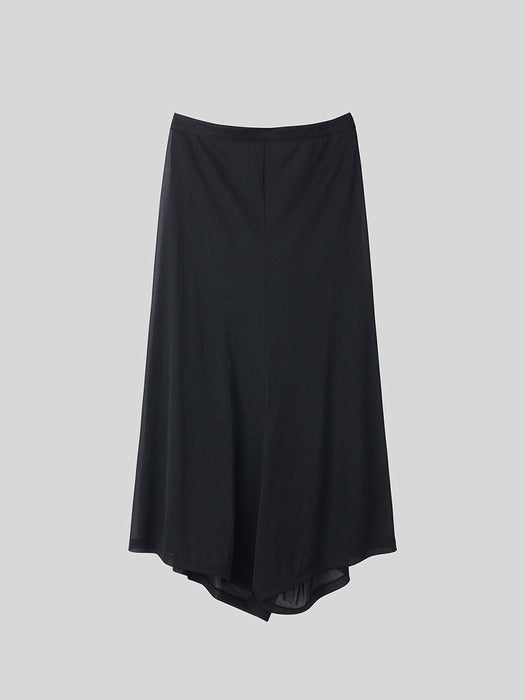 [recto] SHEER JERSEY FLARE SKIRT PANTS (BLACK)