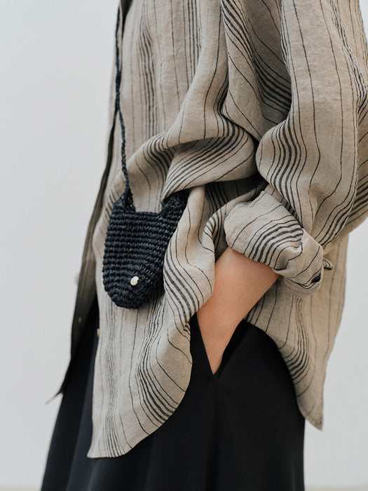 [moia] mini handmade knit bag (black)