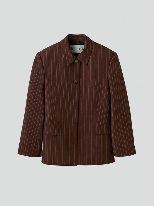 [recto] CLASSIC COLLAR PIN STRIPE SINGLE JACKET (RED BROWN)