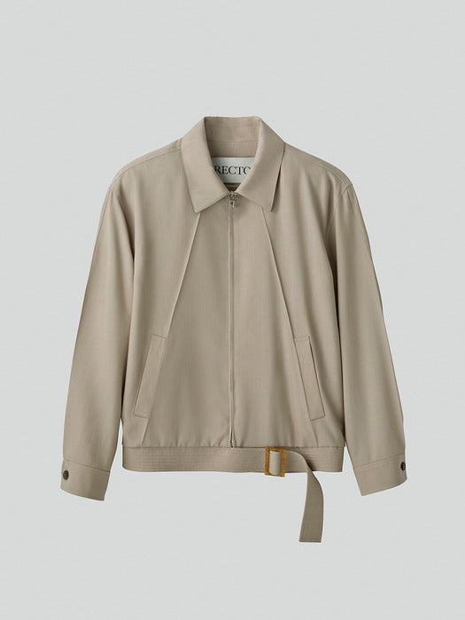 [recto] SCARF DETAIL HARRINGTON JUMPER (SEPIA BEIGE)