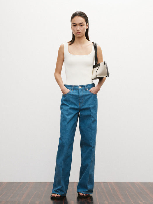 [recto] 70S CLASSIC FLARED DENIM PANTS (DUSTY BLUE)