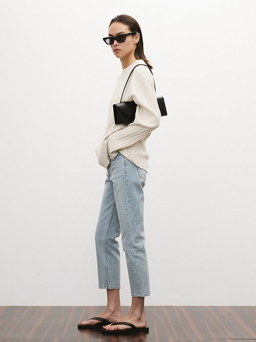 [recto] SLIM FIT CROP DENIM PANTS (LIGHT BLUE)