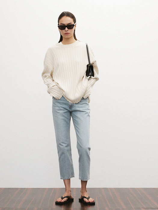 [recto] SLIM FIT CROP DENIM PANTS (LIGHT BLUE)