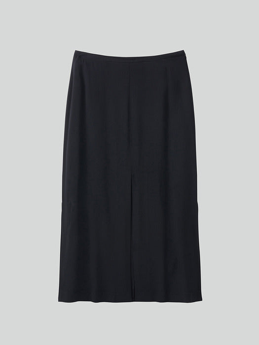 [recto] FRONT SLIT LONG SKIRT (BLACK)