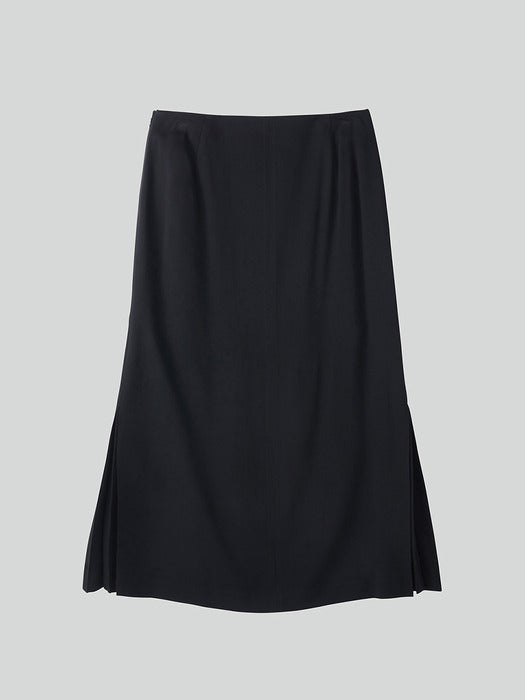 [recto] FRONT SLIT LONG SKIRT (BLACK)