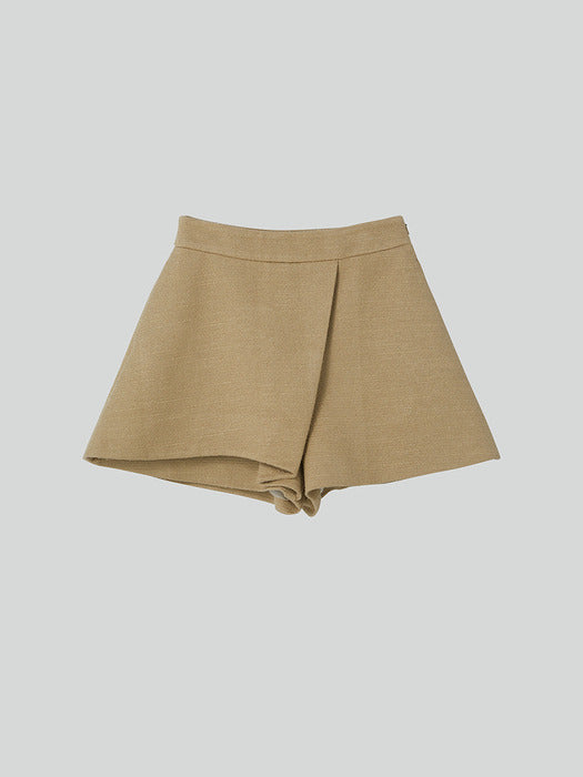 [recto] WRAP DETAIL CULOTTE TWEED PANTS (KHAKI BEIGE)