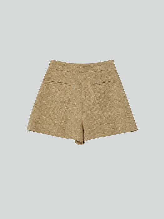 [recto] WRAP DETAIL CULOTTE TWEED PANTS (KHAKI BEIGE)