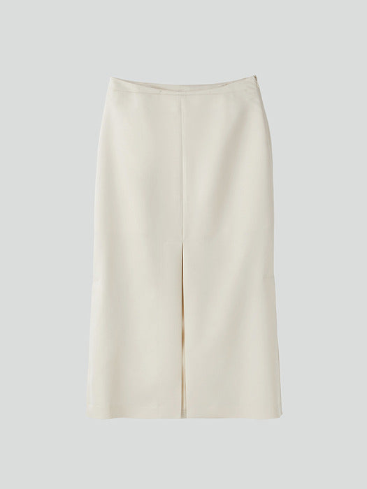 [recto] FRONT SLIT LONG SKIRT (CREAM)