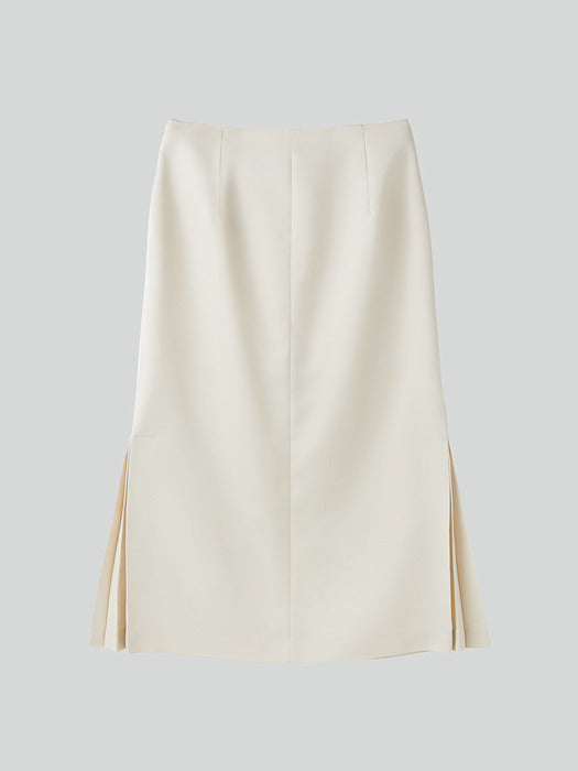 [recto] FRONT SLIT LONG SKIRT (CREAM)