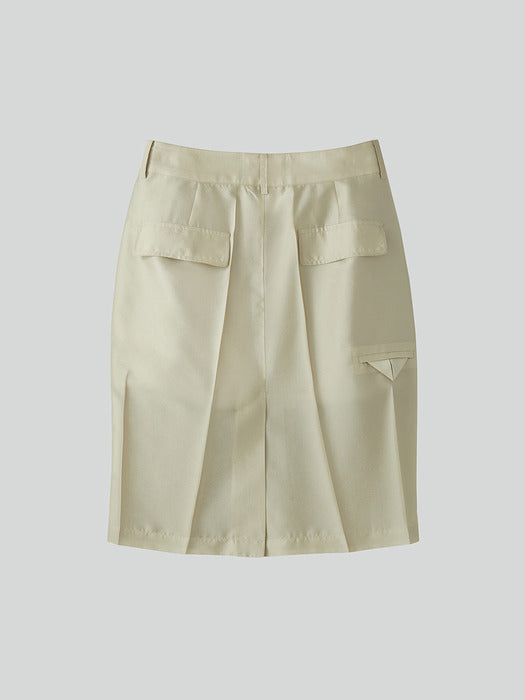 [recto] SHEER BACK BANDING SKIRT (LIGHT KHAKI)