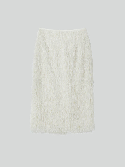 [recto] Fringe Effect H-Line Skirt (Ivory)