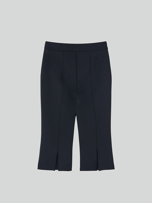 [recto] STRECH MIDI LENGTH FITTED PANTS (BLACK)
